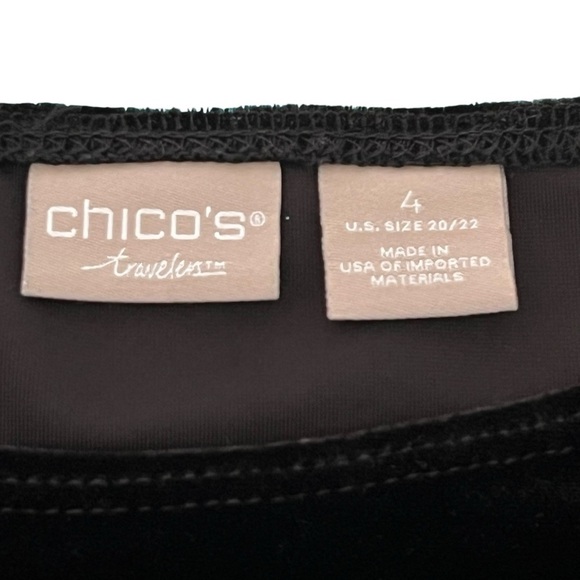 Chico’s Traveler’s Women’s Plus-Sized Black Velour Velvet Embellished Top 20/22 - Picture 6 of 8